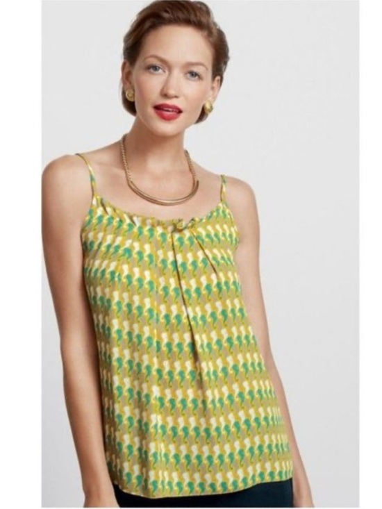 CAbi Tops - Cabi Seahorse Print Cami Top Coastal Beachy Yellow Green Tank Size M
